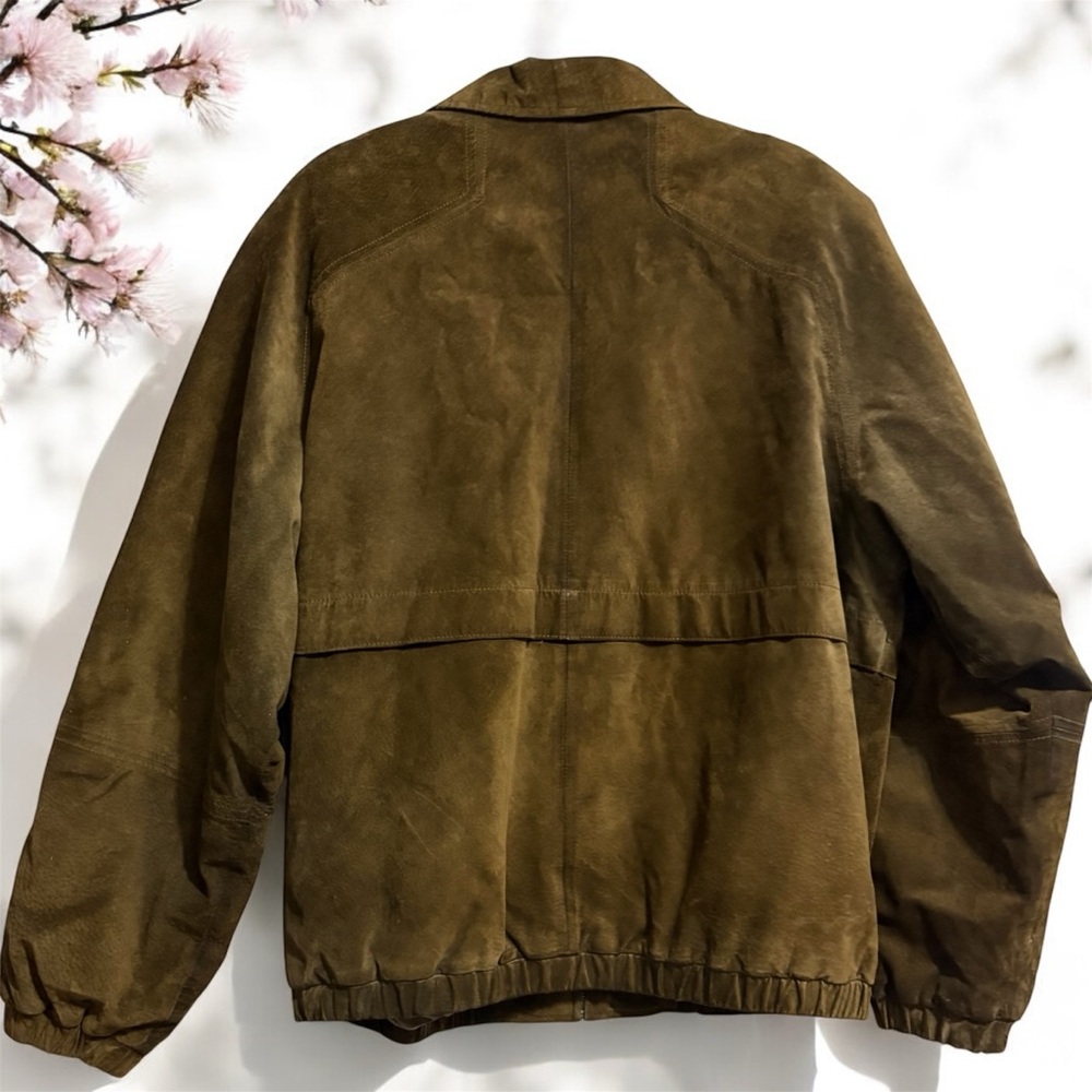 VTG Ashworth Water Repellent Pig Suede Olive Green Brown Men's Jacket Medium - Picture 2 of 13